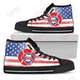 Mens Womens Philadelphia Phillies High Top Shoes Flag Rugbytop Quality | Favorety UK