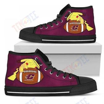 Mens Womens Pikachu Laying On Ball Central Michigan Chippewas High Top Shoes | Favorety