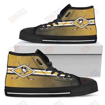 Mens Womens Pittsburgh Penguins High Top Shoes Double Stick Check Shoes | Favorety UK