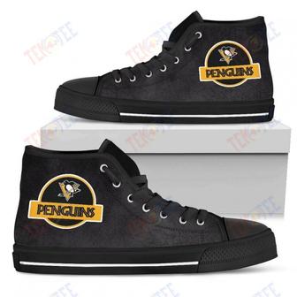 Mens Womens Pittsburgh Penguins High Top Shoes Jurassic Parktop Quality | Favorety