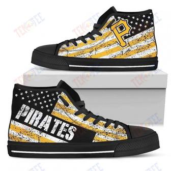 Mens Womens Pittsburgh Pirates High Top Shoes America Flag Italic Vintage | Favorety UK
