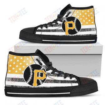 Mens Womens Pittsburgh Pirates High Top Shoes Flag Rugbytop Quality | Favorety UK