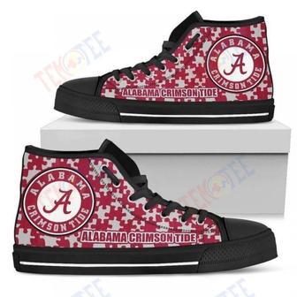 Mens Womens Puzzle Logo With Alabama Crimson Tide High Top Shoes | Favorety DE