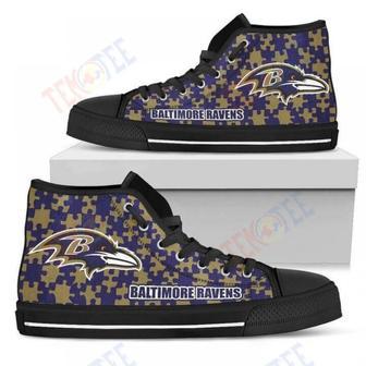 Mens Womens Puzzle Logo With Baltimore Ravens High Top Shoes | Favorety AU