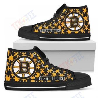 Mens Womens Puzzle Logo With Boston Bruins High Top Shoes | Favorety UK