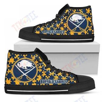 Mens Womens Puzzle Logo With Buffalo Sabres High Top Shoes | Favorety CA