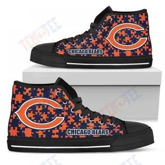 Mens Womens Puzzle Logo With Chicago Bears High Top Shoes | Favorety