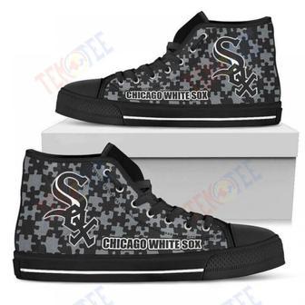 Mens Womens Puzzle Logo With Chicago White Sox High Top Shoes | Favorety