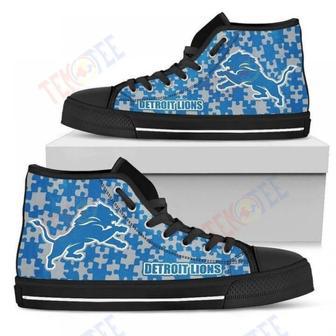 Mens Womens Puzzle Logo With Detroit Lions High Top Shoes | Favorety