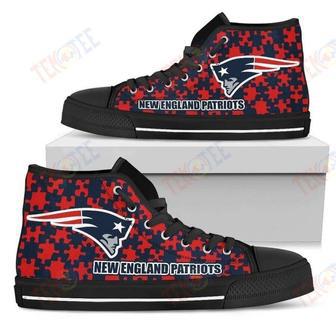 Mens Womens Puzzle Logo With New England Patriots High Top Shoes | Favorety