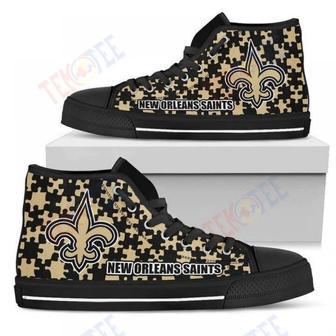 Mens Womens Puzzle Logo With New Orleans Saints High Top Shoes | Favorety DE