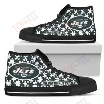 Mens Womens Puzzle Logo With New York Jets High Top Shoes | Favorety UK