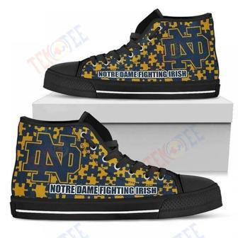 Mens Womens Puzzle Logo With Notre Dame Fighting Irish High Top Shoes | Favorety CA