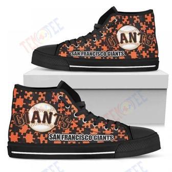 Mens Womens Puzzle Logo With San Francisco Giants High Top Shoes | Favorety