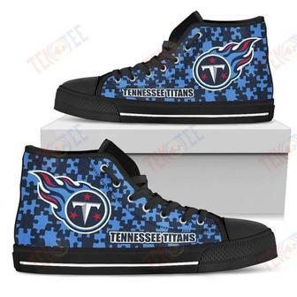 Mens Womens Puzzle Logo With Tennessee Titans High Top Shoes | Favorety DE