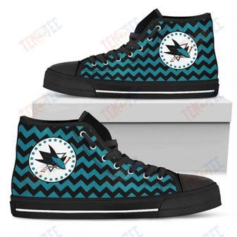 Mens Womens San Jose Sharks High Top Shoes Chevron Broncos Printable | Favorety CA