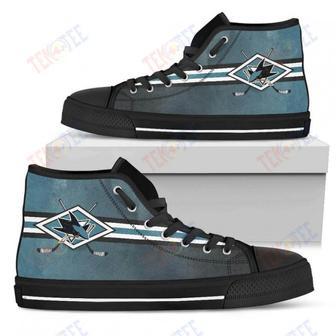 Mens Womens San Jose Sharks High Top Shoes Double Stick Check Shoes | Favorety AU