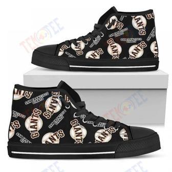 Mens Womens Script Logo Pattern San Francisco Giants High Top Shoes | Favorety CA