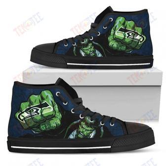 Mens Womens Seattle Seahawks High Top Shoes Hulk Punch Printable | Favorety