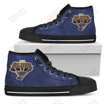 Mens Womens St Louis Blues High Top Shoes Simple Logo Shoes | Favorety