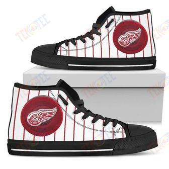 Mens Womens Straight Line With Deep Circle Detroit Red Wings High Top Shoes | Favorety AU