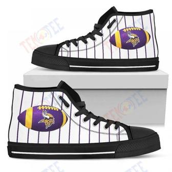 Mens Womens Straight Line With Deep Circle Minnesota Vikings High Top Shoes | Favorety UK
