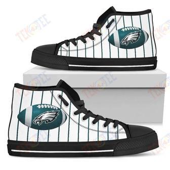 Mens Womens Straight Line With Deep Circle Philadelphia Eagles High Top Shoes | Favorety UK