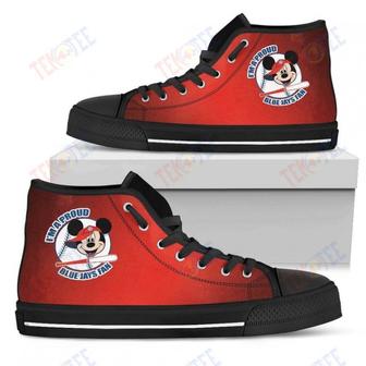 Mens Womens Toronto Blue Jays Fan Mickey Circle High Top Shoes | Favorety
