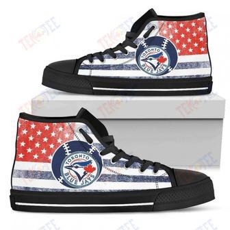 Mens Womens Toronto Blue Jays High Top Shoes Flag Rugbytop Quality | Favorety UK