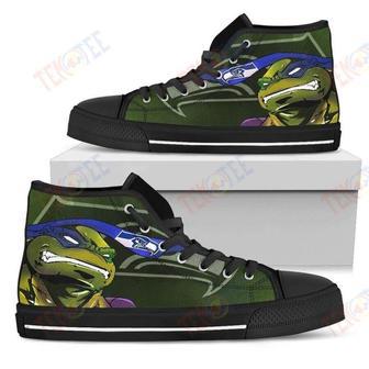 Mens Womens Turtle Seattle Seahawks Ninja High Top Shoes | Favorety