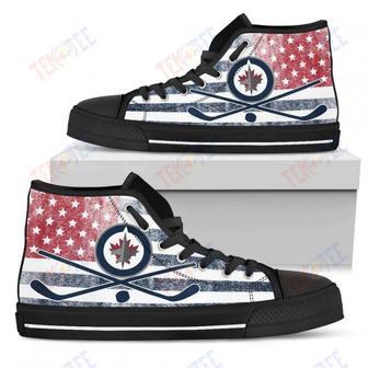 Mens Womens Winnipeg Jets High Top Shoes Flag Rugbytop Quality | Favorety UK