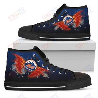 Mens Womens York Mets High Top Shoes Angel Wings Printable | Favorety