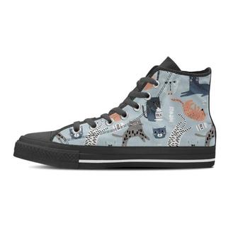 Meow Meow Cat Print Men's High Top Shoes - Monsterry AU