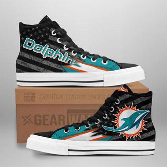 Miami Dolphins High Top Shoes Custom American Flag Sneakers | Favorety AU