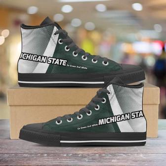 Michigan State Go Green And White Basketball Fan Canvas High Top Shoes - Monsterry DE