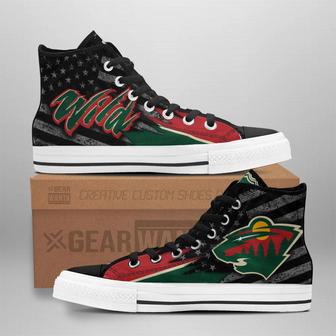 Minnesota Wild High Top Shoes Custom American Flag Sneakers | Favorety CA