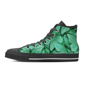 Mint Green Butterfly Print Men's High Top Shoes - Monsterry