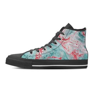 Mixed Red and Turquoise Marble Men's High Top Shoes - Monsterry DE