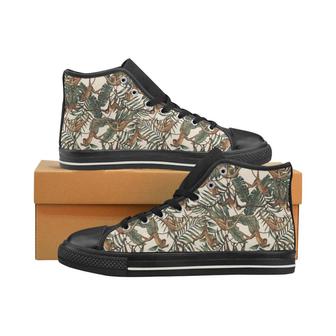 Monkey tropical leaves background Women's High Top Shoes Black - Monsterry CA