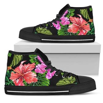 Monstera Hibiscus Hawaii Men's High Top Shoes - Monsterry AU