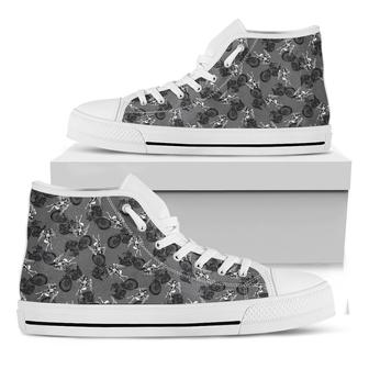 Motorcycle And Angel Pattern Print White High Top Shoes - Monsterry DE