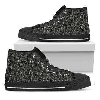 Motorcycle Words Pattern Print Black High Top Shoes - Monsterry DE