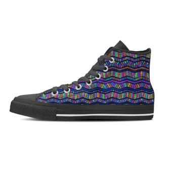 Multicolor Indian Aztec Doodle Elements Abstract Men's High Top Shoes - Monsterry CA
