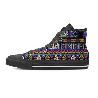 Multicolor Native Aztec Doodle Element Men's High Top Shoes - Monsterry AU