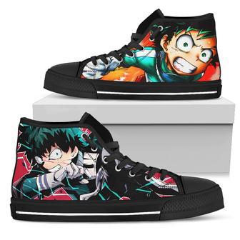 My Hero Academia Sneakers Angry Midoriya High Top Shoes Anime Fan | Favorety