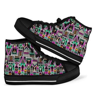 Native American Aztec Tribal Navajo Indians Print Men Women's High Top Shoes | Favorety CA