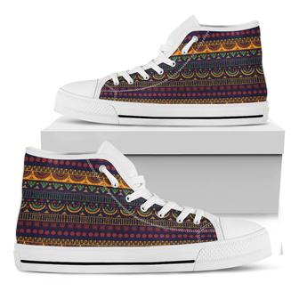 Native Tribal Indian Pattern Print White High Top Shoes - Monsterry AU