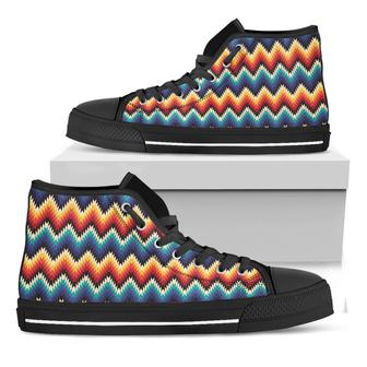 Native Tribal Inspired Pattern Print Black High Top Shoes - Monsterry UK