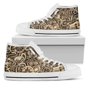 Nautical Tattoo Design Themed Print Women High Top Shoes - Monsterry