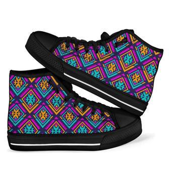 Navajo Indians Aztec Tribal Native American Print Men Women's High Top Shoes | Favorety CA